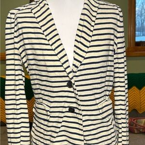 J Crew Striped Navy & Cream Blazer Jacket XS